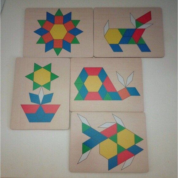 Melissa and Doug Wooden Pattern Blocks & Boards Tray Educational Wooden Toy Game - Picture 2 of 4